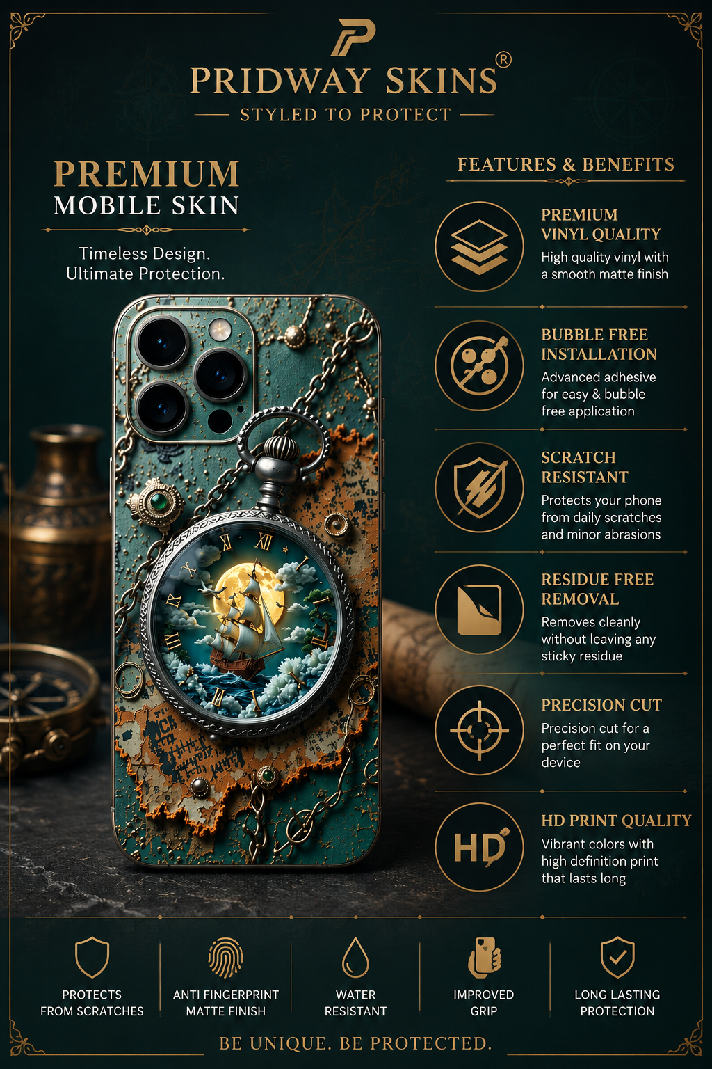 Vintage Voyage Pocket Watch Mobile Skin