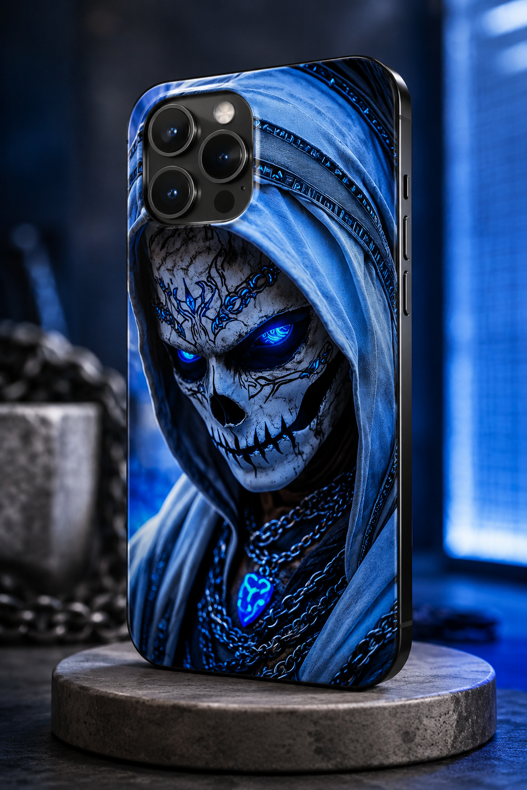 Blue Phantom Skull Premium Mobile Skin