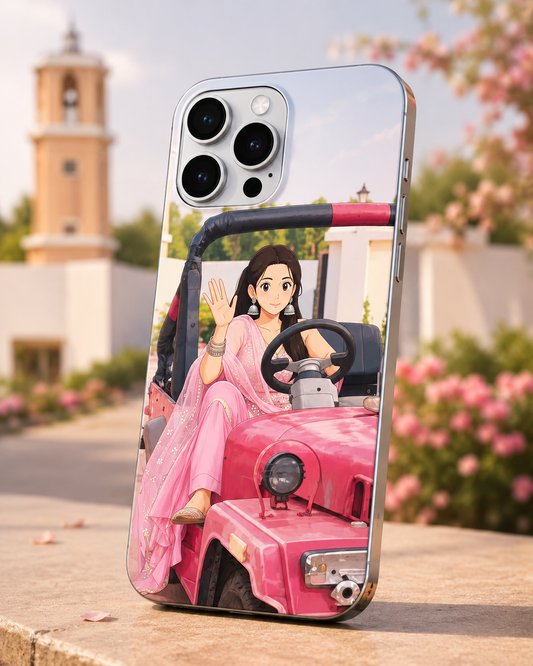 Pink Jeep Girl Mobile Skin – Cute Anime Edition