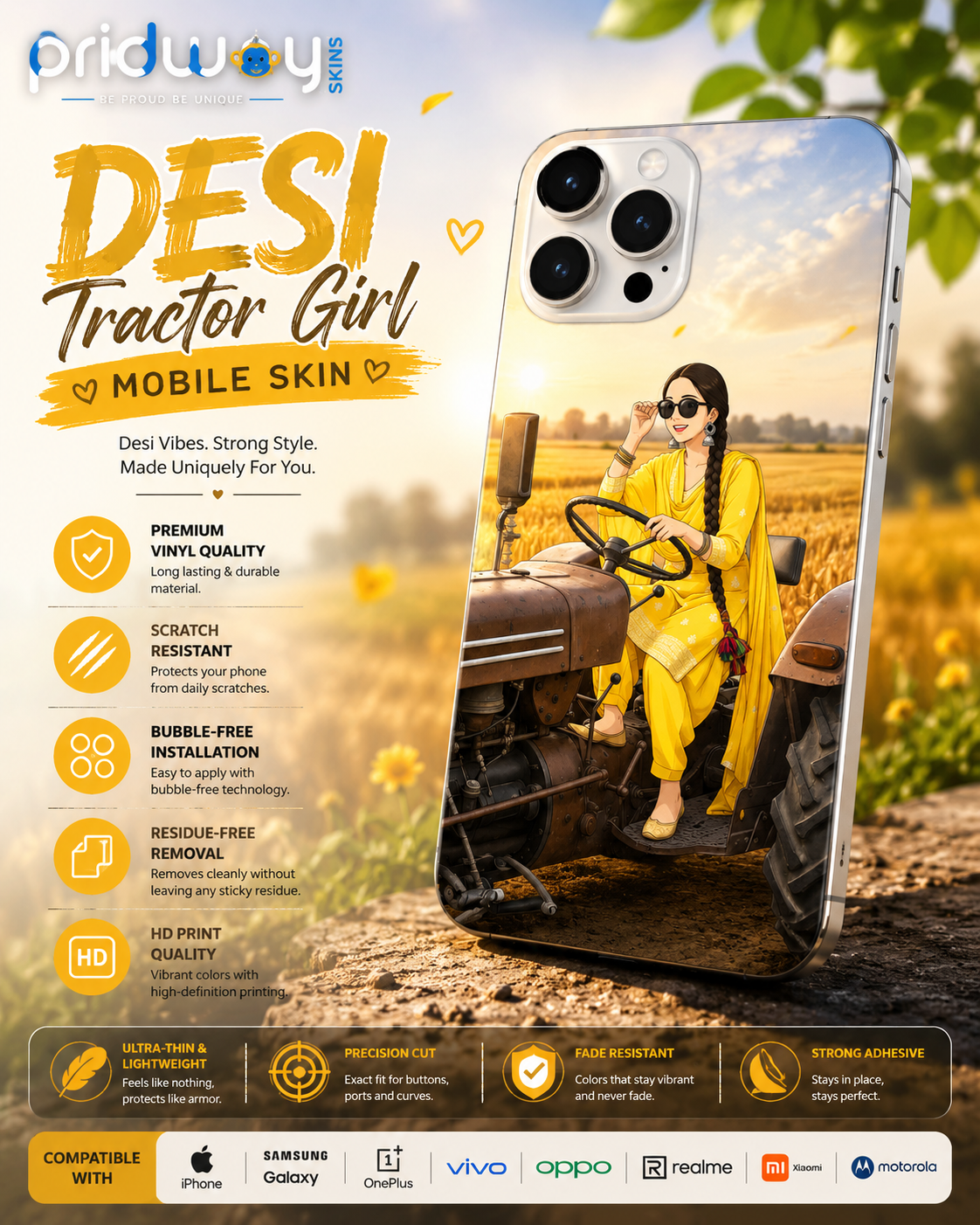 Desi Tractor Girl Mobile Skin – Punjabi Aesthetic Edition
