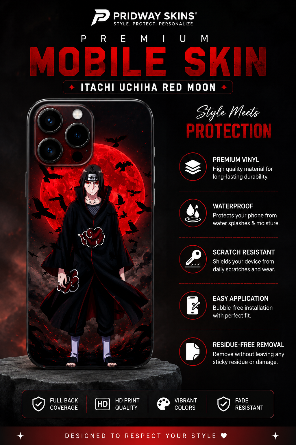 Itachi Uchiha Red Moon Mobile Skin