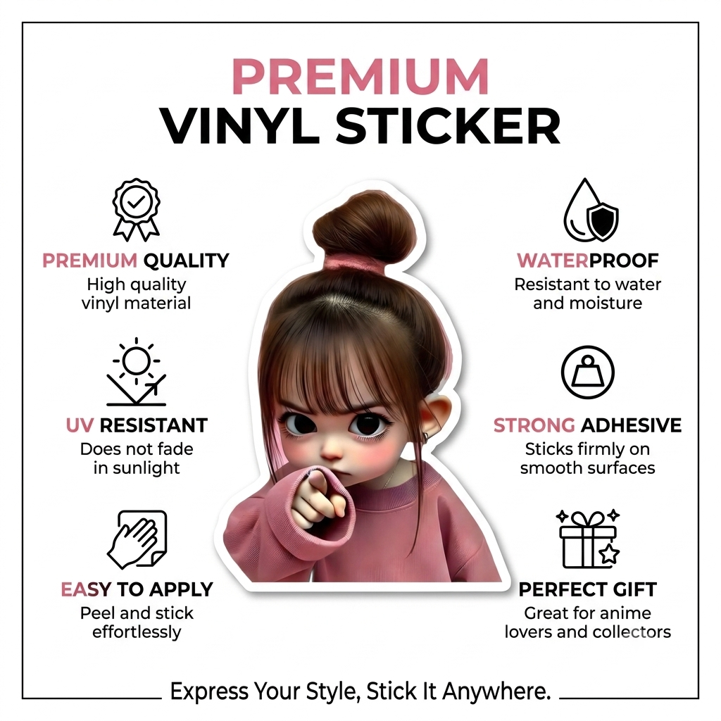 Pointing Chibi Girl Premium Vinyl Sticker