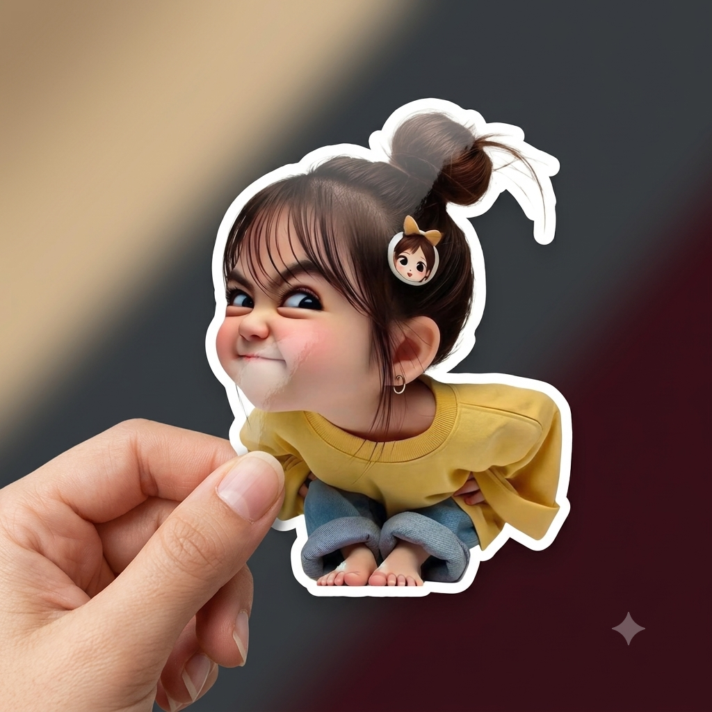 Chibi Girl Side Eye Premium Vinyl Sticker