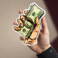 Cash Stack Hand Premium Vinyl Sticker