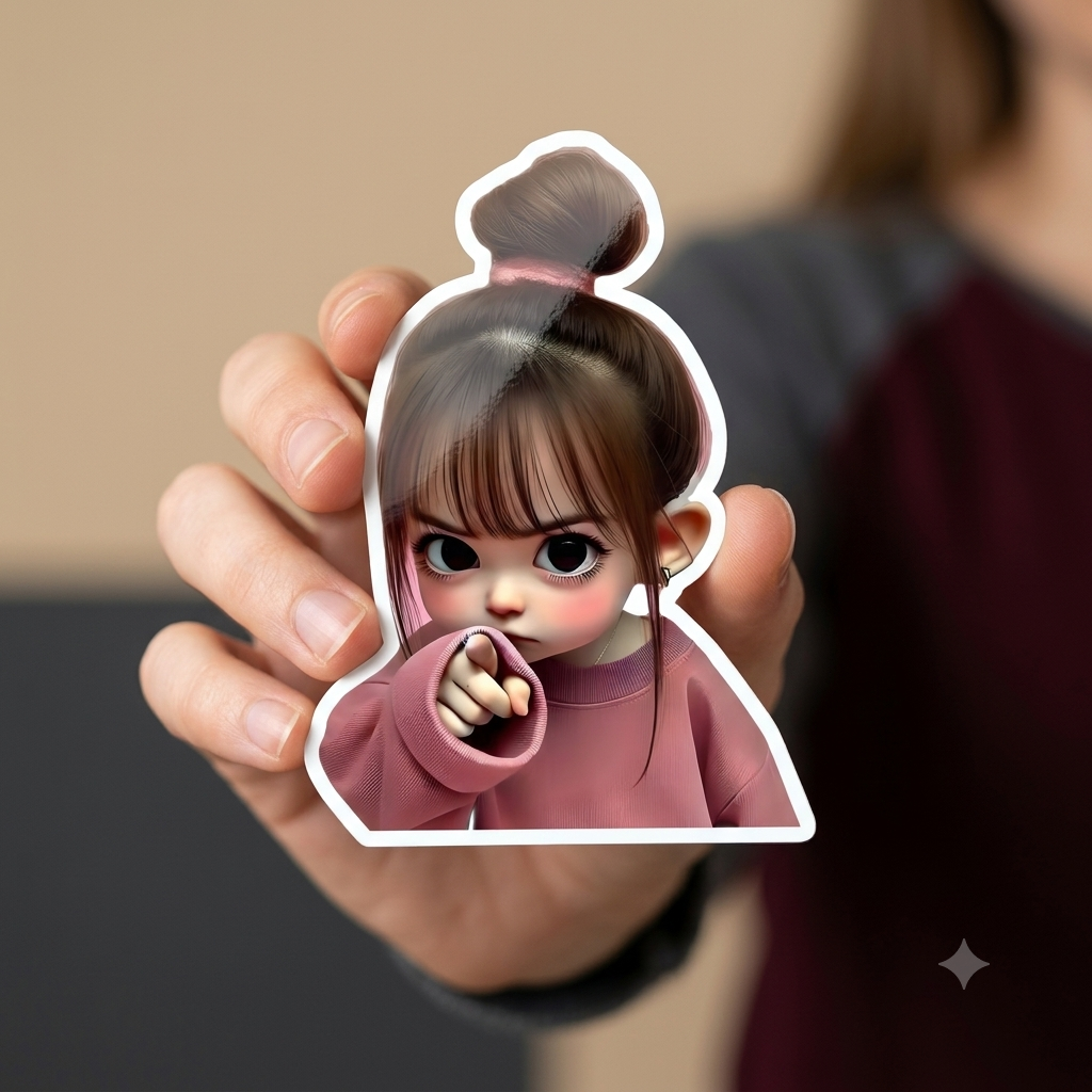 Pointing Chibi Girl Premium Vinyl Sticker