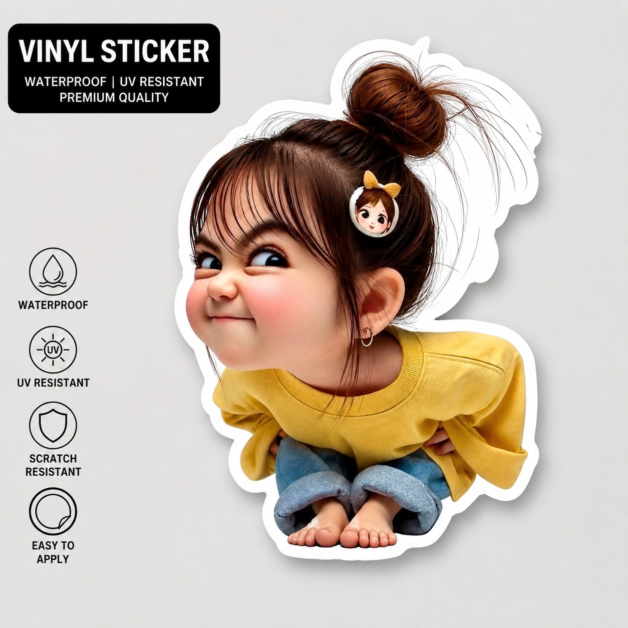 Chibi Girl Side Eye Premium Vinyl Sticker