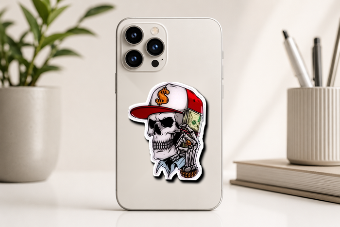 Skull Money Style Premium Vinyl Sticker